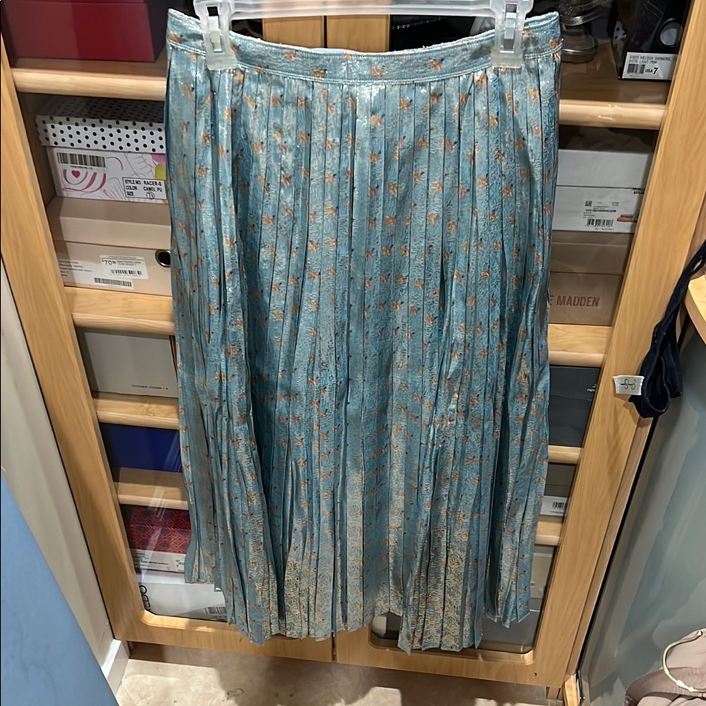 Vineyard Vines Blue Silver Maxi Pleated Skirt